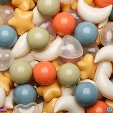 TRENDPLAY Colorful Star  Moon Ball Pit Balls Set - 50 to 500 Vibrant Balls