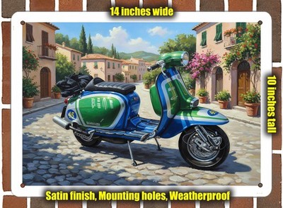 Metal Sign - 1969 Lambretta GP200 Scooter Oil Painting - 14x10