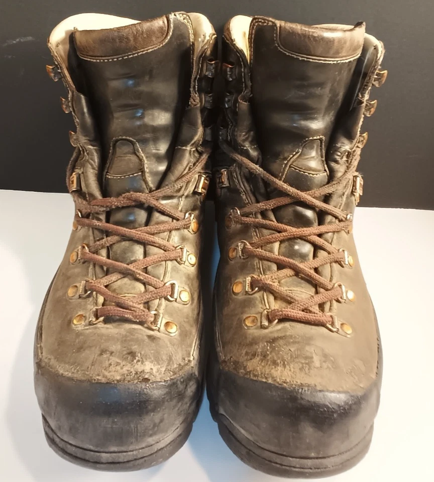 Botas de caminhada femininas Scarpa Nepal 8-8.5? Renda de couro marrom para montanhismo biqueira dura - Imagem 3 de 4