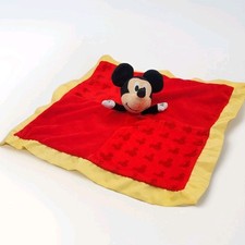 Disney Baby Mickey Mouse Red Security Blanket Lovey Satin Trim Plush Crinkle Ear