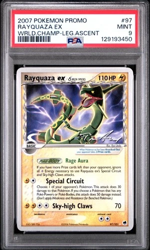 2007 POKEMON WORLD CHAMPIONSHIPS PROMO LEGEND ASCENT #97 RAYQUAZA EX PSA 9