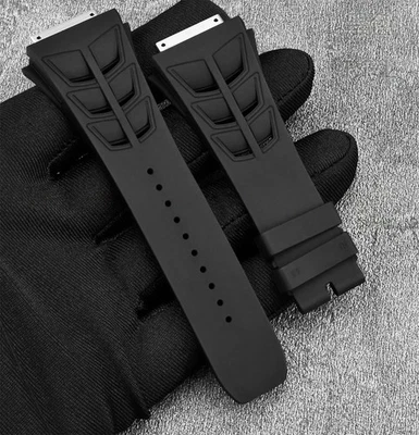 M Größe schwarz FKM Kautschuk Uhrenarmband passt Richard Mille RM030 RM055 RM035 - Bild 1 von 4