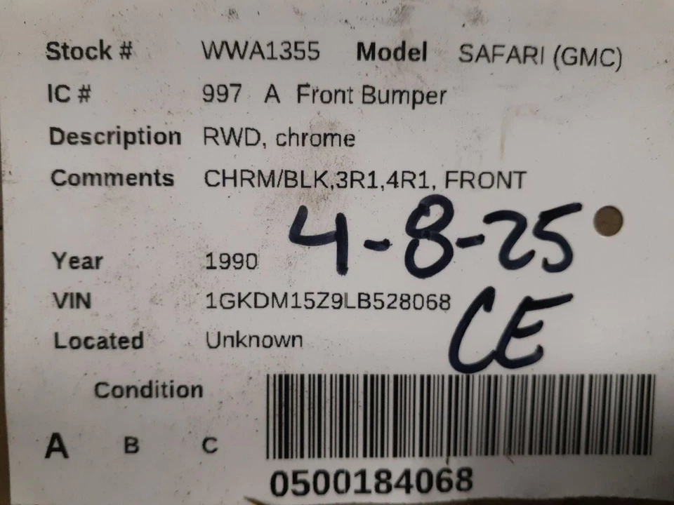 Front Bumper RWD Chrome Fits 85-91 ASTRO 2075717 Foto 4 de 4