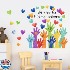 Mfault Inspirational We Rise by Lifting Others Wall Decals Stickers, Diversit