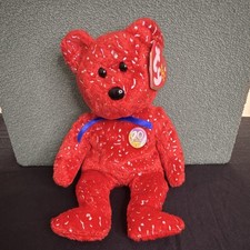 Ty Beanie Babies Decade Red Bear 10 Year Anniversary Plush 2003 MPN Decade