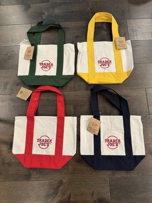 新品TRADER JOE'S ミニトートバッグ４枚セット Trader Joe's Mini Canvas Tote Bag Set Of 4 Red Blue Green Yellow