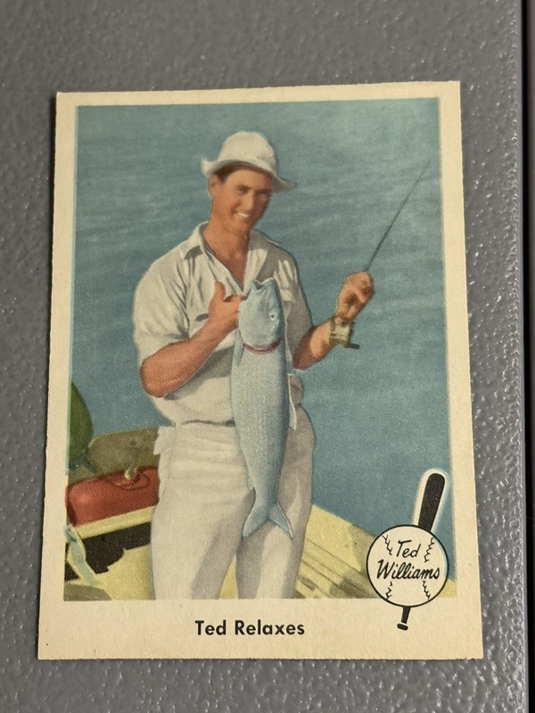 1959 Fleer Ted Williams -#77- Ted Relaxes- Beautiful Card from Vending Box nm-mt