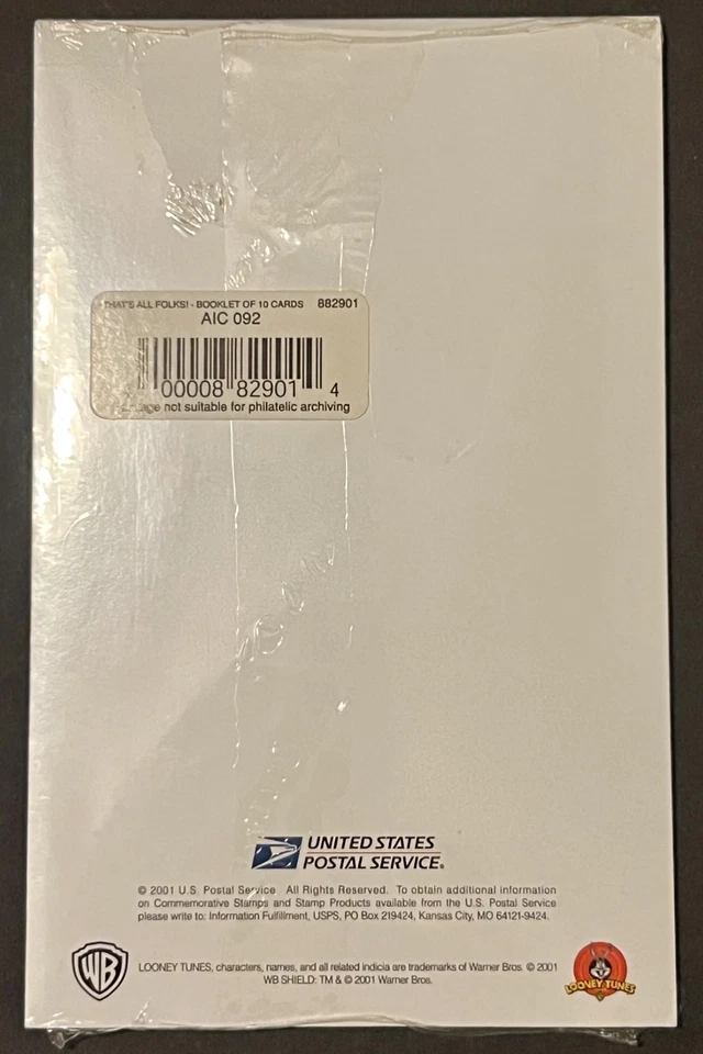 SCOTT UX376 USPS 2001 THAT'S ALL FOLKS SET OF TEN POSTAL CARDS SEALED NEW - Image 2 of 2