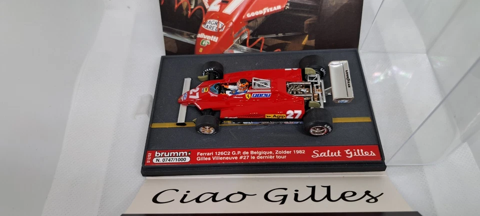BRUMM S12/52 1/43 F1 FERRARI 126 C2 GILLES VILLENEUVE ZOLDER LAST LAP 1982 RARE - Immagine 3 di 4