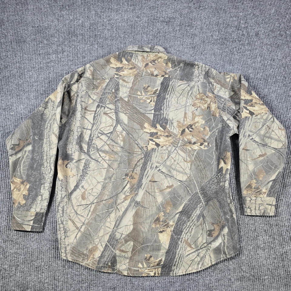 Рубашка шерстяная мужская размер XL камуфляжная Realtree лиственные породы дерева на пуговицах для охоты на открытом воздухе - Изображение 3 из 4