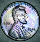 1943 S Uncirculated Steel Cent San Francisco Mint Beautiful Toning Lincoln Wheat