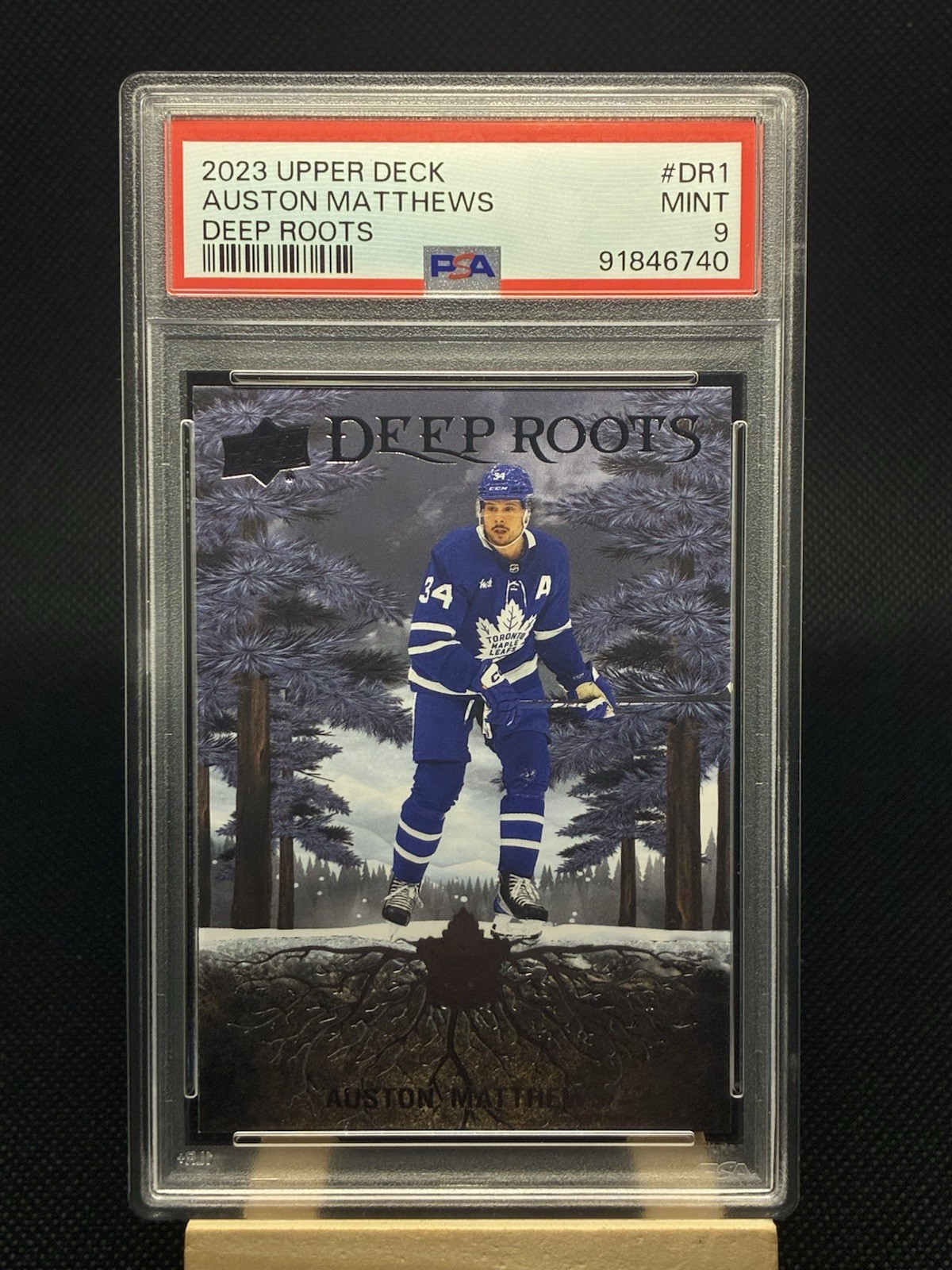 PSA9 Auston Matthews 2022-23 Upper Deck Hockey DEEP ROOTS #DR-1 TOR low pop! view 3