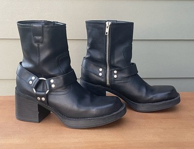 Lower East Side Vintage Harness Chunky Platform Black Biker Boots Women s Sz 8