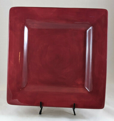 Artimino Ciao II ''Burgundy'' Hand Painted Square Dinner Plate - 11 3/8''