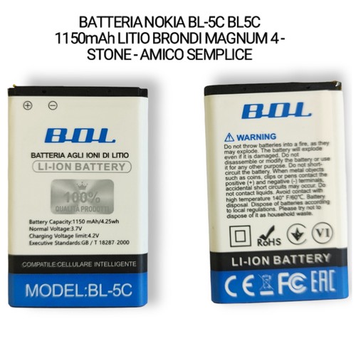 Batteria Per Brondi Batteria BL-5C Da 1200 MAh Per Brondi Amico Favoloso - Ricambio Compatibile Con Telefoni Brondi, Tensione 3.7V Brondi Favoloso - Foto 8