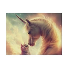 unicorn and kitty Canvas, Stretched, 0.75", art, frame.