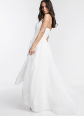 BARIANO FULL MAXI DRESS WITH ORGANZA BUST DETAIL IN WHITE UK 16 (280323) |  eBay