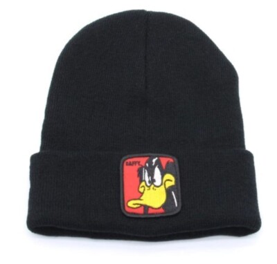 Daffy Duck Cartoon Character Adult Size Black Beanie Hat