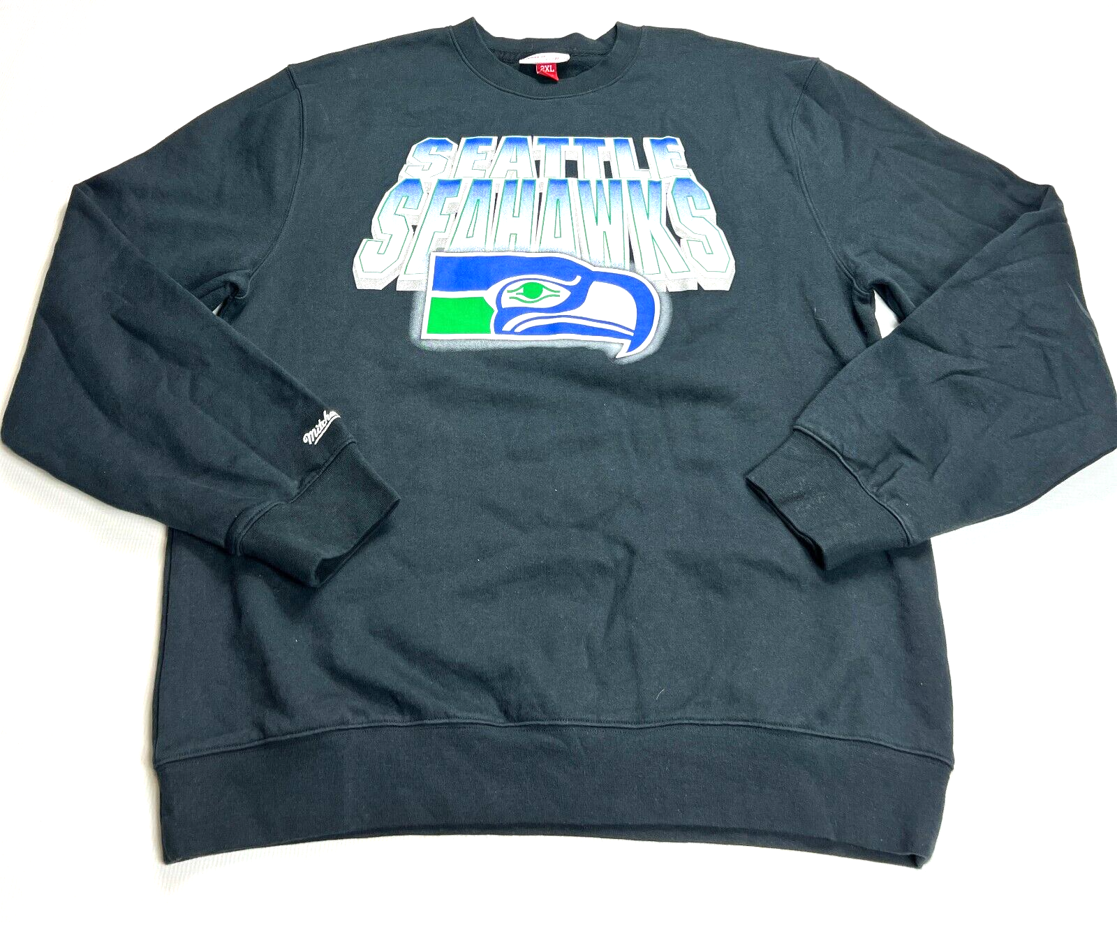 Vintage Mitchell Ness Sweatshirt Seattle Seahawks Black Tag 2XL actual M