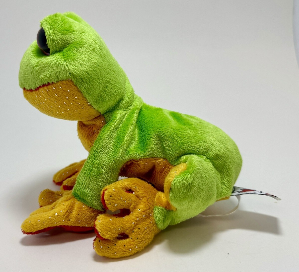 Ganz Webkinz Lil Kinz Tree Frog Plush Green and Yellow w/Red Eyes