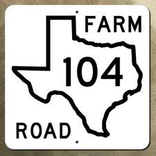 Texas farm to market route 104 state highway marker road sign map 1952 18"