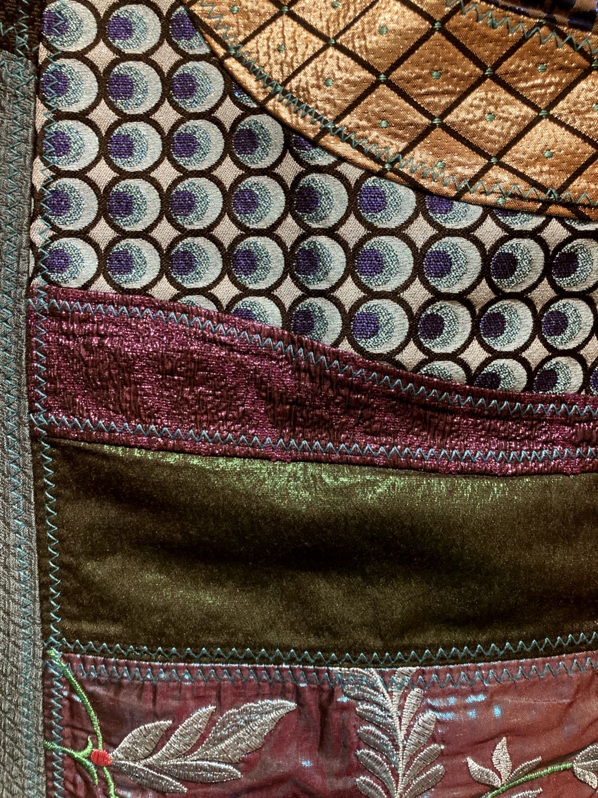 Desigual Embroidered Peacock Patchwork Skirt, Siz… - image 3