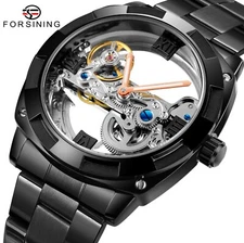 Forsining Mens Skeleton Mechanical Waterproof Luxury Watch Hollow. Gift Idea