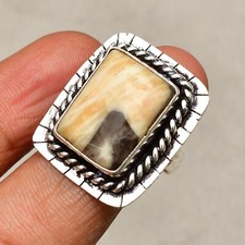 Peanut Wood Jasper Gemstone 925 Sterling Silver Jewelry Ring Size 6.5