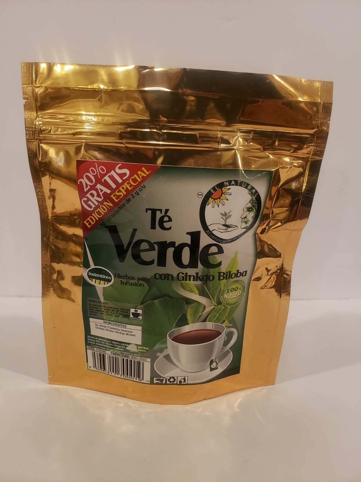 With Ginkgo Biloba Te Verde 30 Sobres/bags"circulacion,asma,