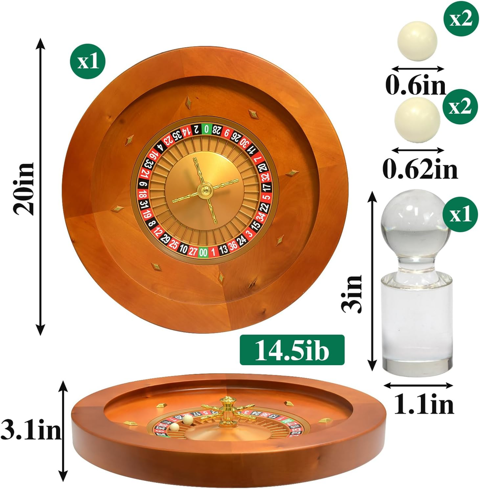 Deluxe Wooden Roulette Wheel Casino Grade Precision Bearings Roulette