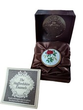 Vintage Old Hall Staffordshire Enamelled Rose Pill/Ring box in Original Box VGC