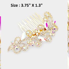 Crystal Rhinestone Hair Comb Wedding Bridal Cocktail Stick Bar Pin Swirl Leaf