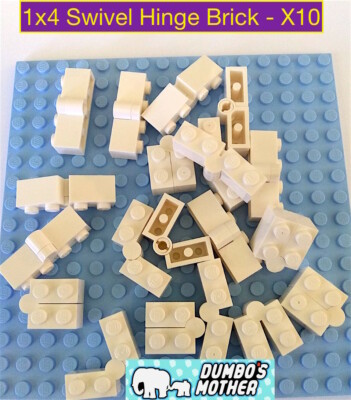 LEGO 1x4 White Swivel Hinge Brick Top & Bottom Bricks Building Parts NEW X10