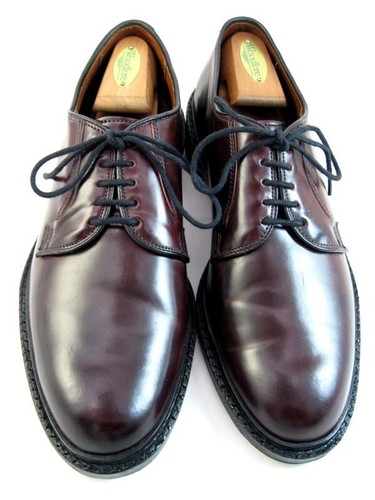Allen Edmonds "LEEDS" SHELL CORDOVAN Derby Plain-Toe 8.5 E Burgundy DISC(372N)