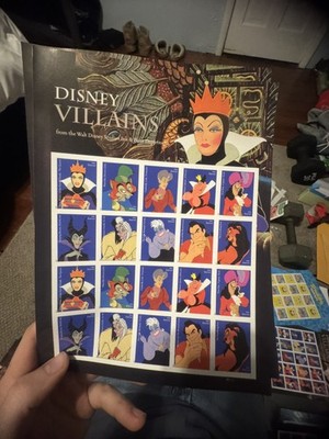 USPS Postage Stamps Sheet of 20 for First CLass Letter Disney Vilians