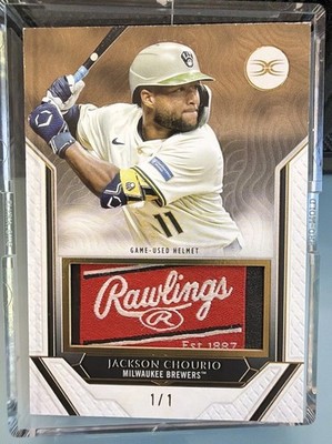 Jackson Chourio 2025 Topps Definitive RAWLINGS LOGO 1/1 Game Used Helmet