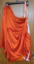 NWT Mac Duggal 68302 Orange One Shoulder Mini Dress Ruched Cocktail Party Size 2