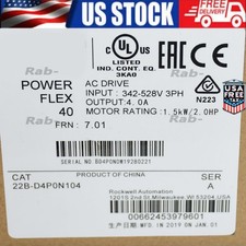 New Sealed Allen-Bradley 22B-D4P0N104 PowerFlex 1.5 kW 2 HP AC Drive AB