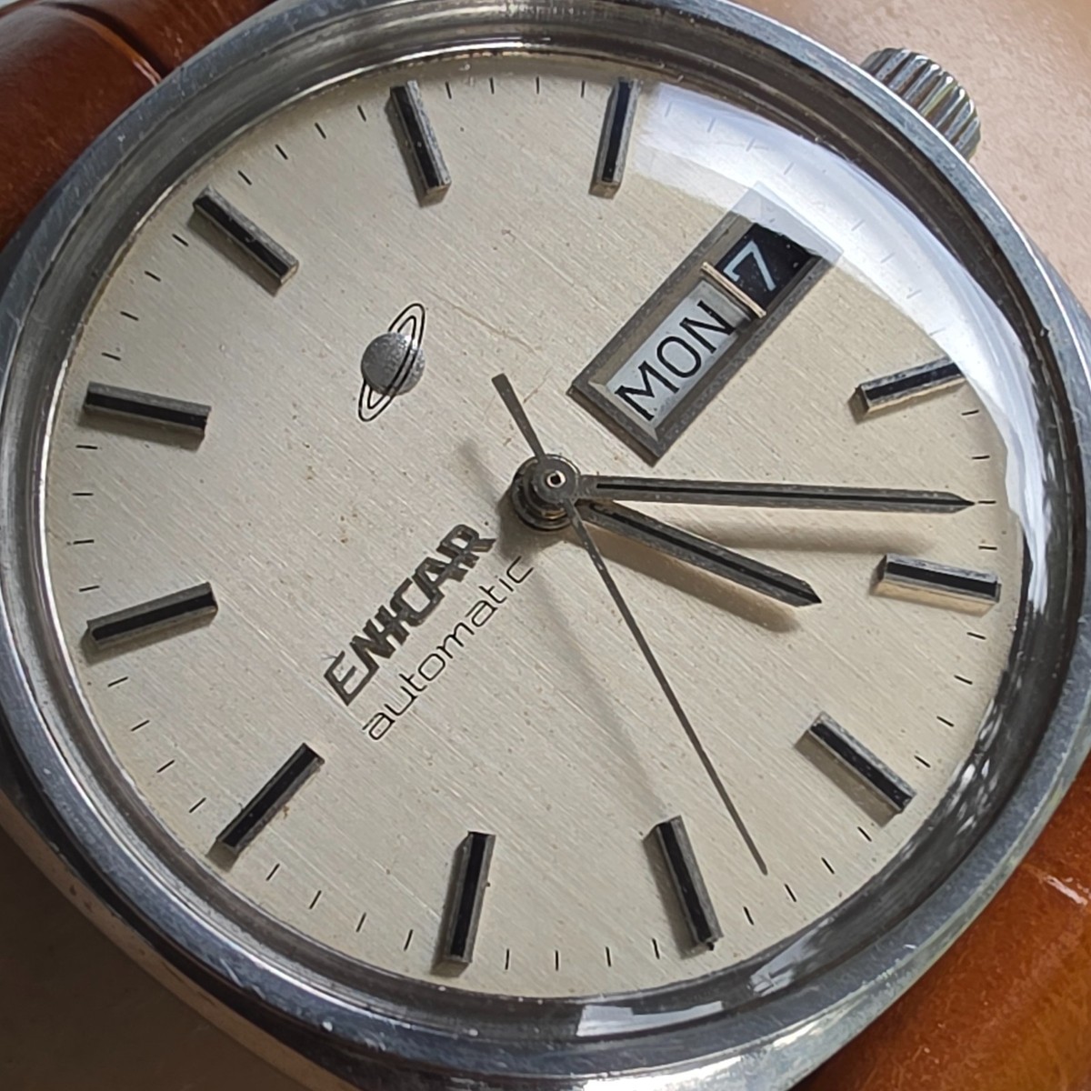 Vintage ENICAR Ocean Pearl men's automatic watch day/date swiss