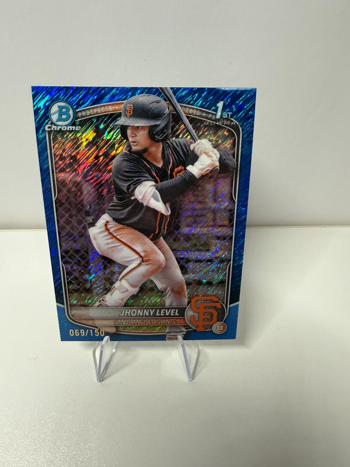 Jhonny Level 2025 Bowman Chrome 1st Blue Shimmer Refractor /150 #BCP-147 Giants