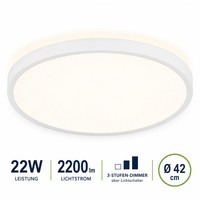 Navaris LED Deckenleuchte 42Cm 22W 2200Lm 4000K Dimmbar Wohnzimmer