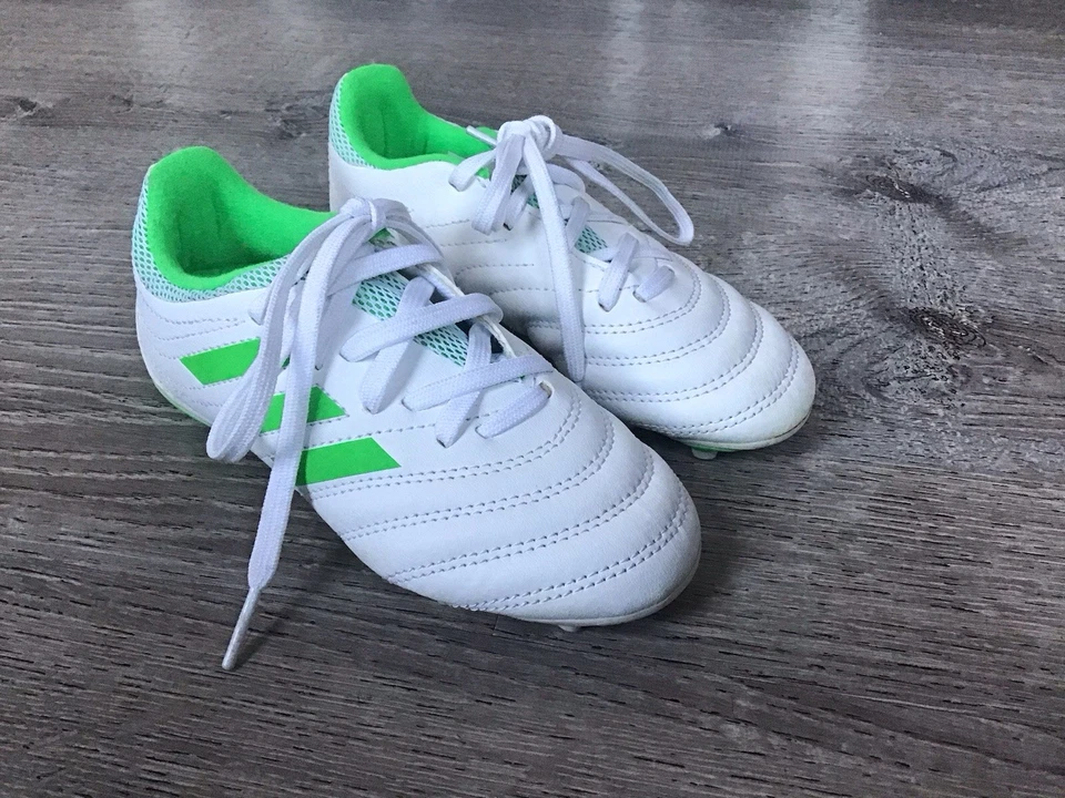 adidas Unisex Kids 11K Copa 19.3 FG D98081 White/Green Leather Soccer Cleats - Image 2 of 4