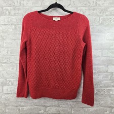 LOFT Outlet - Diamond Stitch Sweater - Red - Women's Size Petite XS