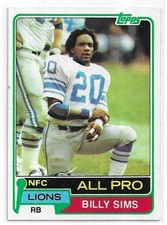 BILLY SIMS 1981 Topps Football ROOKIE card #100 Detroit Lions EX+. rookie card picture