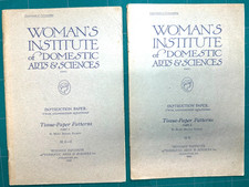 1922 Women's Institute TISSUE PAPER PATTERNS Vol 1 & 2 Exam Paper included