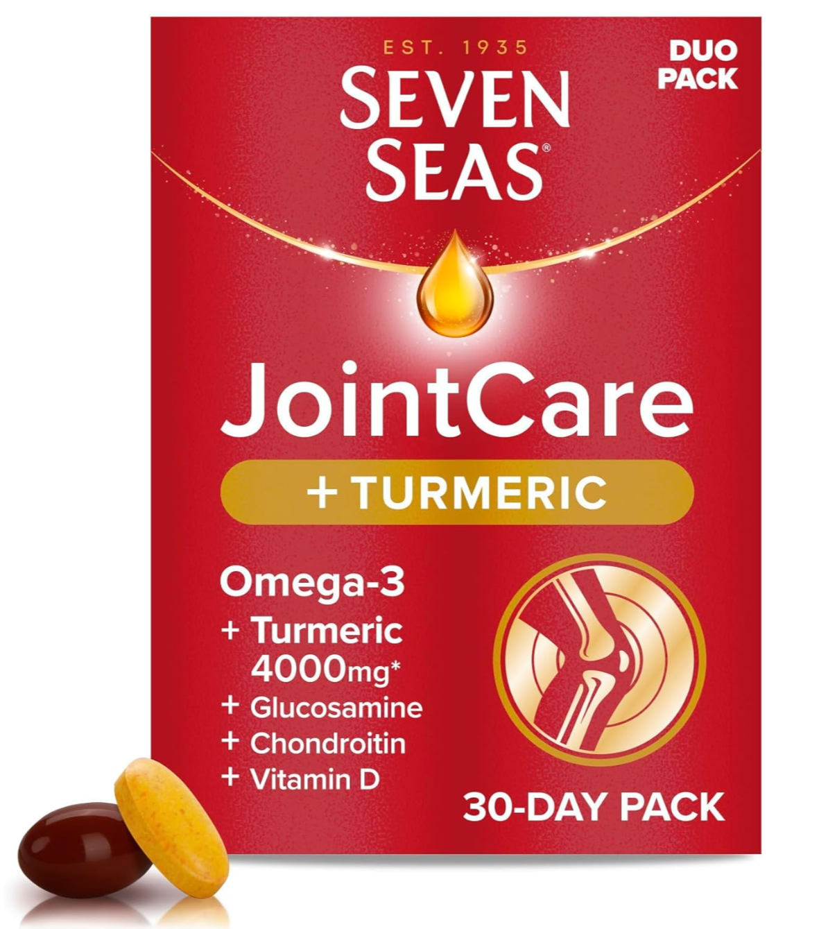 Seven Seas JointCare Turmeric Omega-3 Duo Pack | 30 Tablets + 30 Capsules