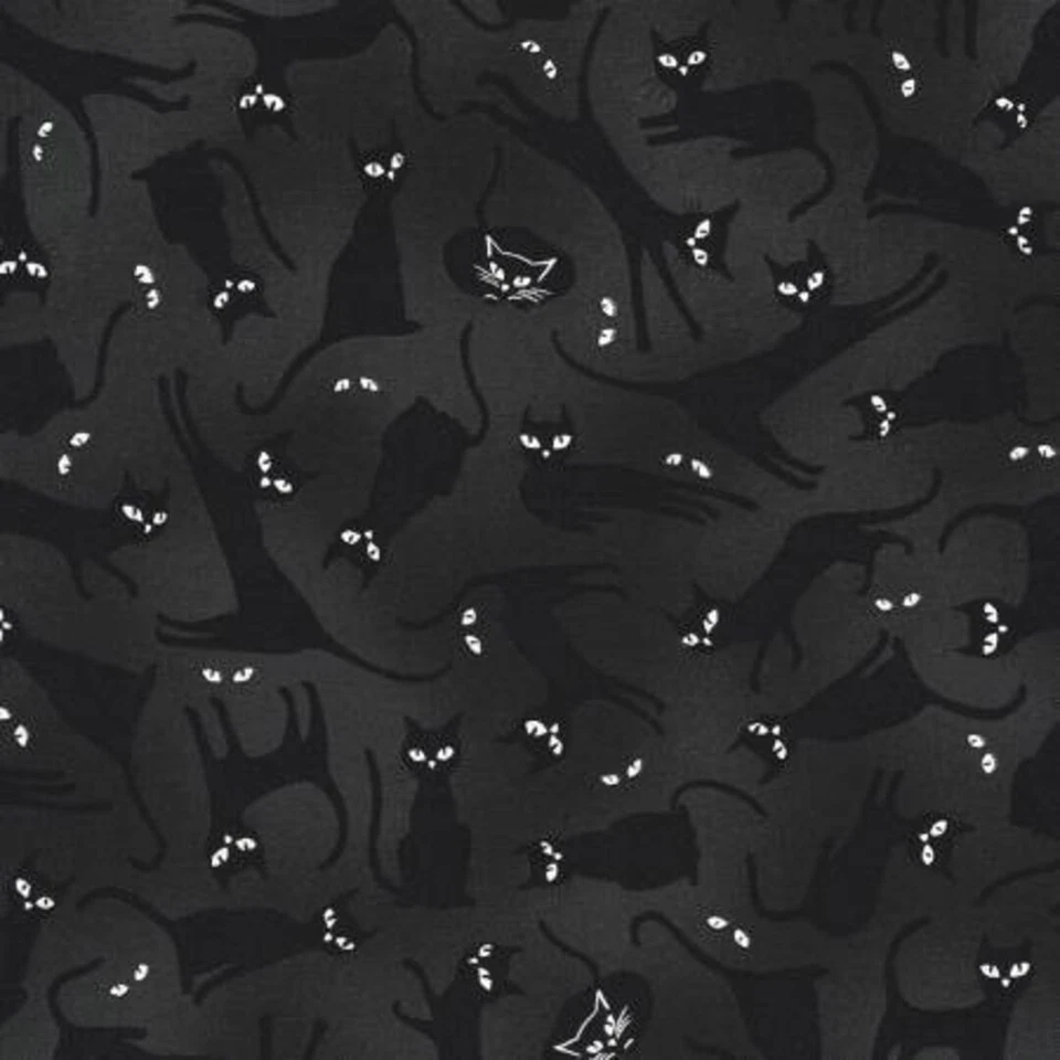 MAKOWER 30x110cm Katzen und Tatzen, Patchworkstoff, Meterware, 100% Cotton