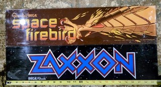 Very Rare Zaxxon/ Space Firebird Plexiglass Arcade Marquee Bundle