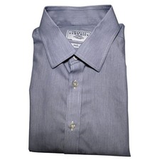 Charles Tyrwhitt Men's Dress Shirt Size 17 1/2-34 Blue Stripe Long Sleeve Button
