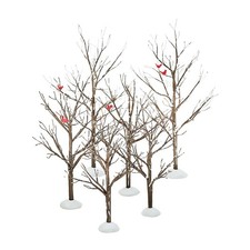 Steel, Paper, Plastic Village Bare Branch Trees Figurine Set (6 Pieces)